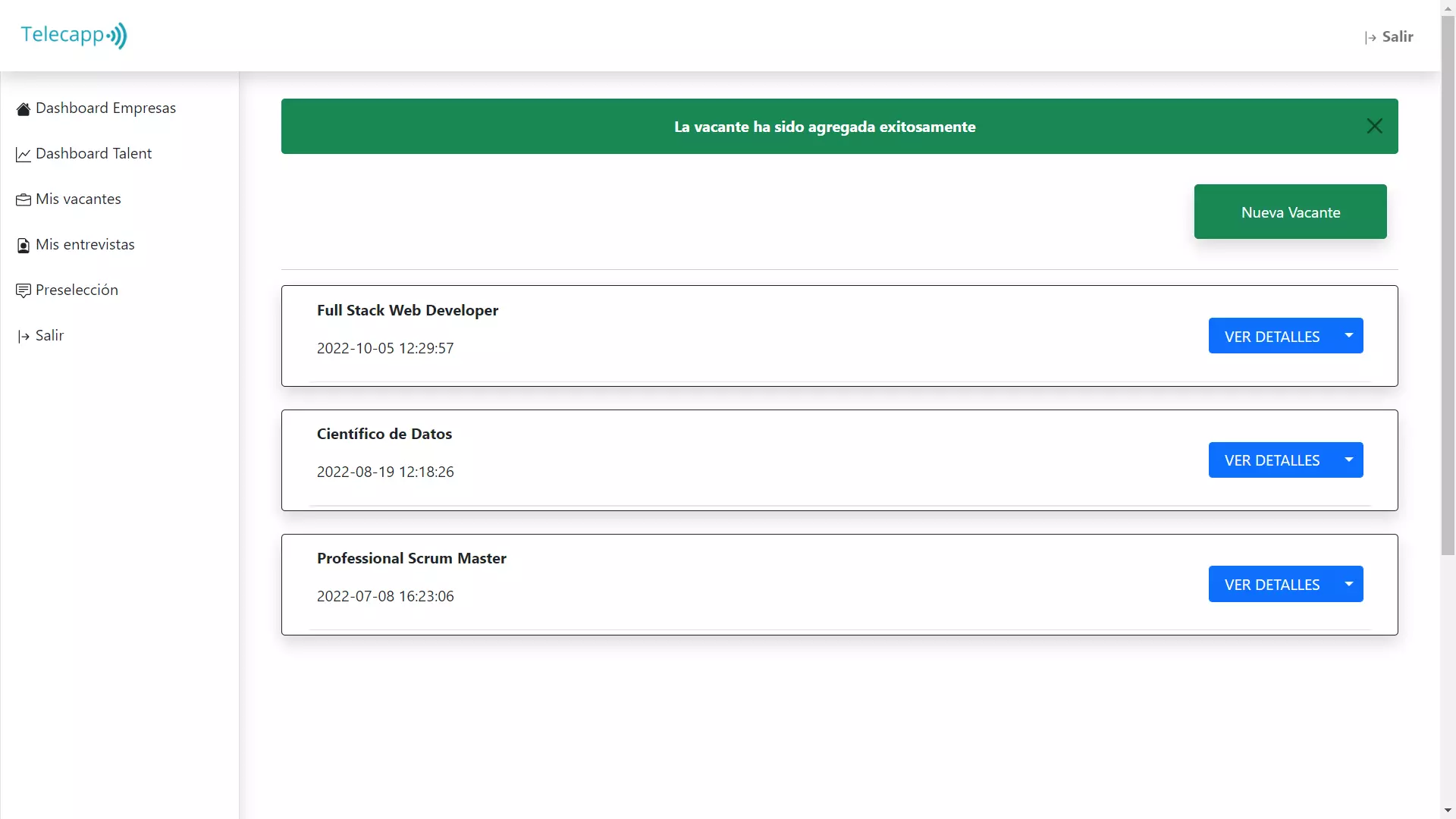 Telecapp Talent Dashboard